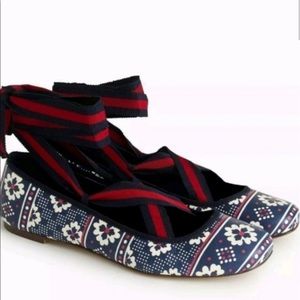 J. Crew Lily Lace-up Ballet Flats